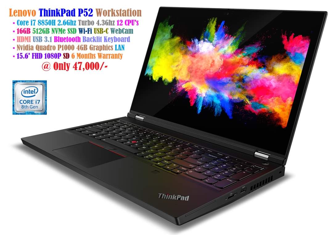 Lenovo ThinkPad P52 Workstation Laptop Core i7 8850H 2.6Ghz