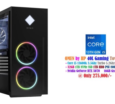 HP OMEN 40L Gaming Tower Core i5 13600K 3.5Ghz 20 CPUs 32GB 1TB NVMe SSD 1TB HDD PSU 800W Nvidia GeForce RTX 5070 16GB Graphics